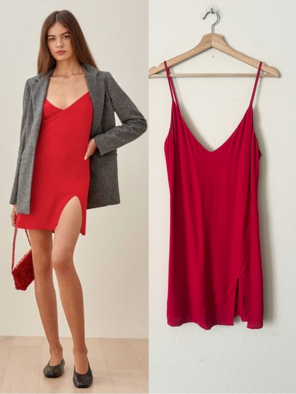 Reformation MEDIUM Marlowe sleeveless mini slit hem dress in red